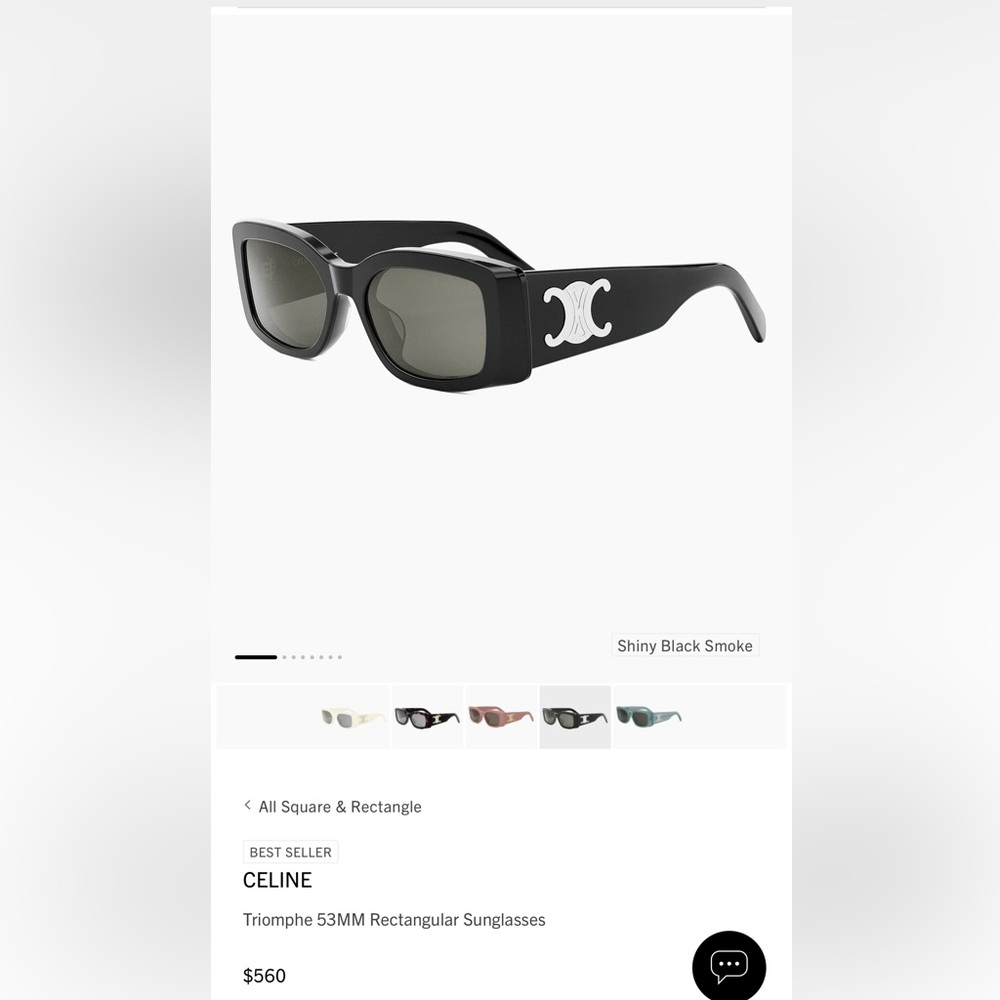 Celine Black Sunglasses with Silver Logo - Picture 5 of 6